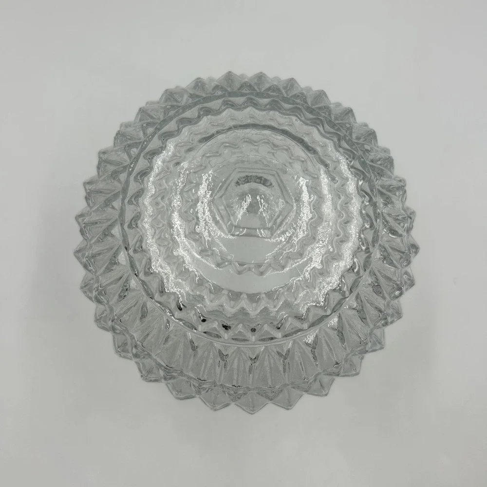 Art Deco Glass Light Fixture Globe Cut Crystal Style Pyramid VTG MCM 3.25 Fitter